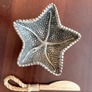 Starfish Embossed Dip Cup, Wood/Rope Spreader